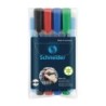 Schneider® Maxx 130 Permanent Markers, 1 + 3 mm Bullet Tip, 4 Assorted Ink Colors (Black, Red, Blue, Green)