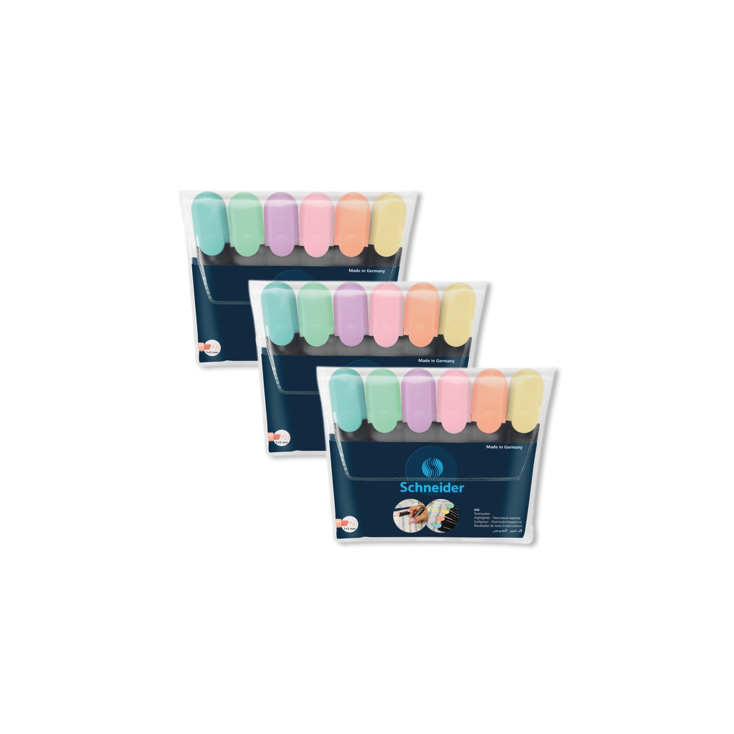 Schneider® Job Highlighters, Chisel Tip, Pastel, 6 Per Pack, 3 Packs