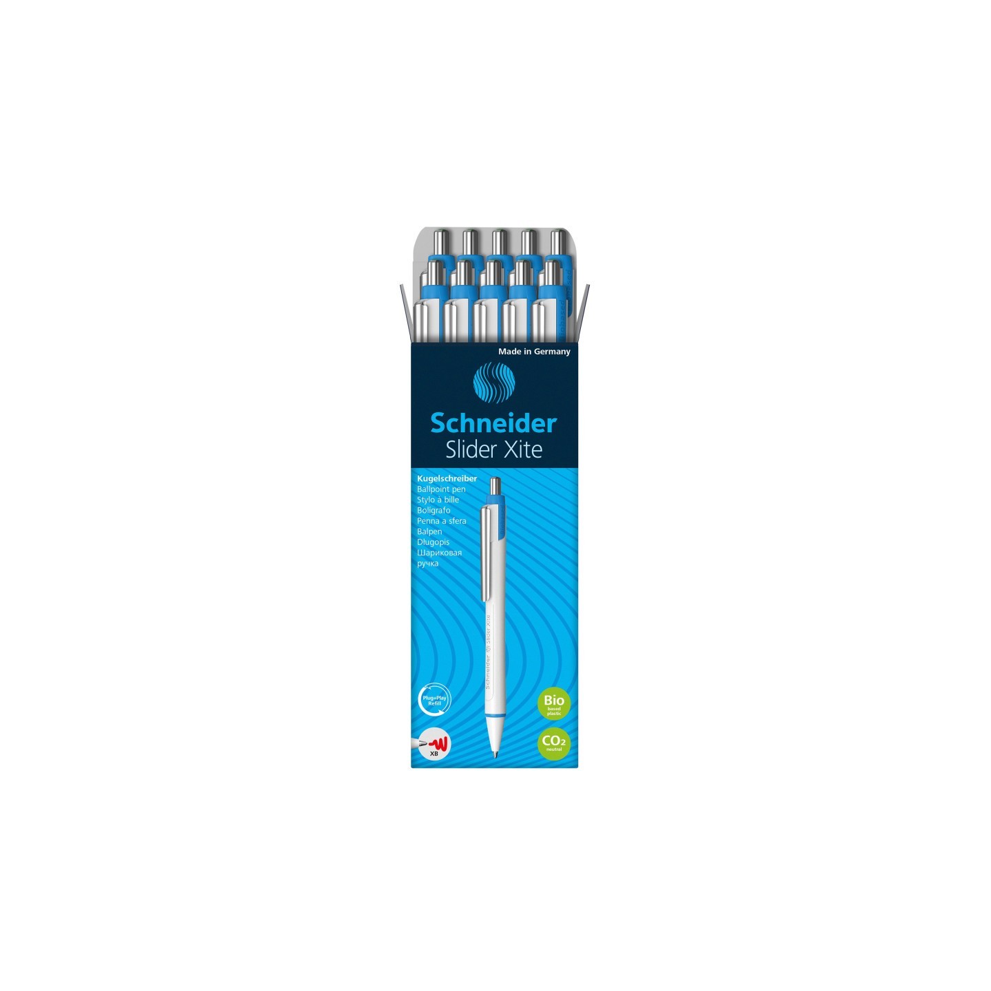 Schneider® Slider Xite XB Refillable + Retractable Ballpoint Pen, 1.4 mm, Green Ink, Box of 10 Pens