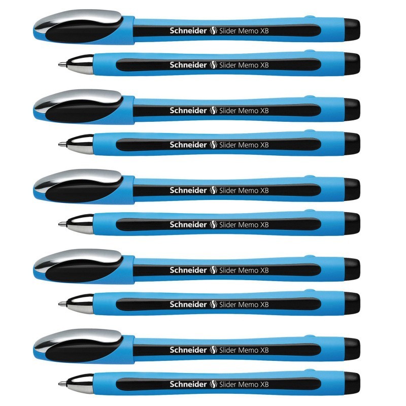 Schneider® Slider Memo Ballpoint Pen, Viscoglide Ink, 1.4 mm, Black, Pack of 10