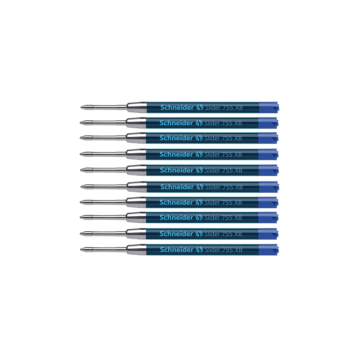 Schneider® Slider 755 XB Ballpoint Pen Refill, Viscoglide Ink, Blue, Pack of 10