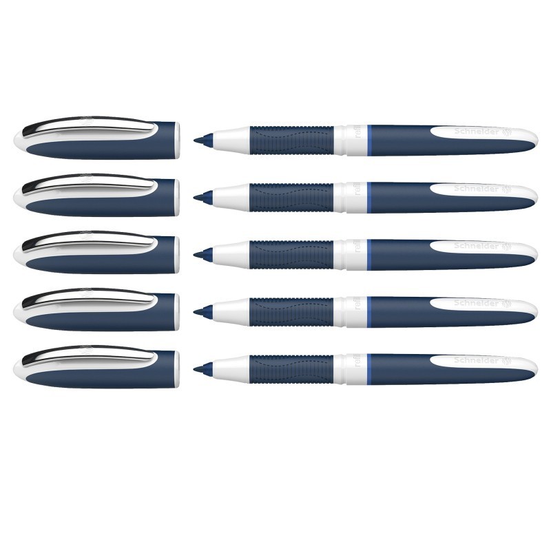 Schneider® One Change Refillable Rollerball Pens, 0.6 mm, Blue, Pack of 5