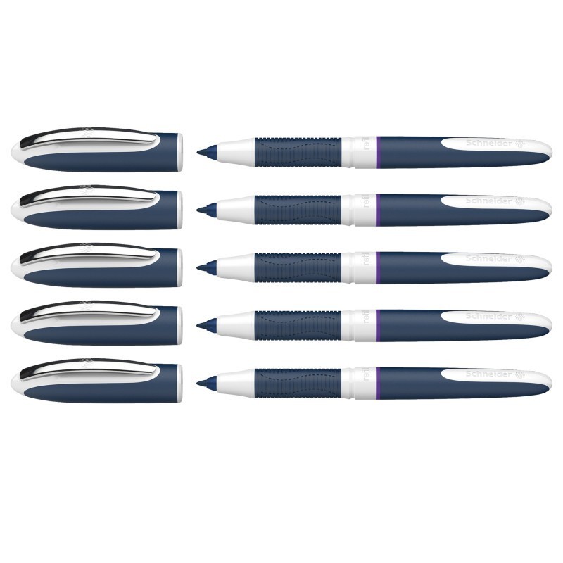 Schneider® One Change Refillable Rollerball Pens, 0.6 mm, Violet, Pack of 5