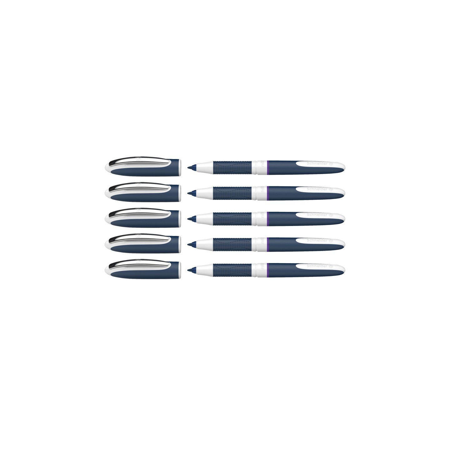 Schneider® One Change Refillable Rollerball Pens, 0.6 mm, Violet, Pack of 5