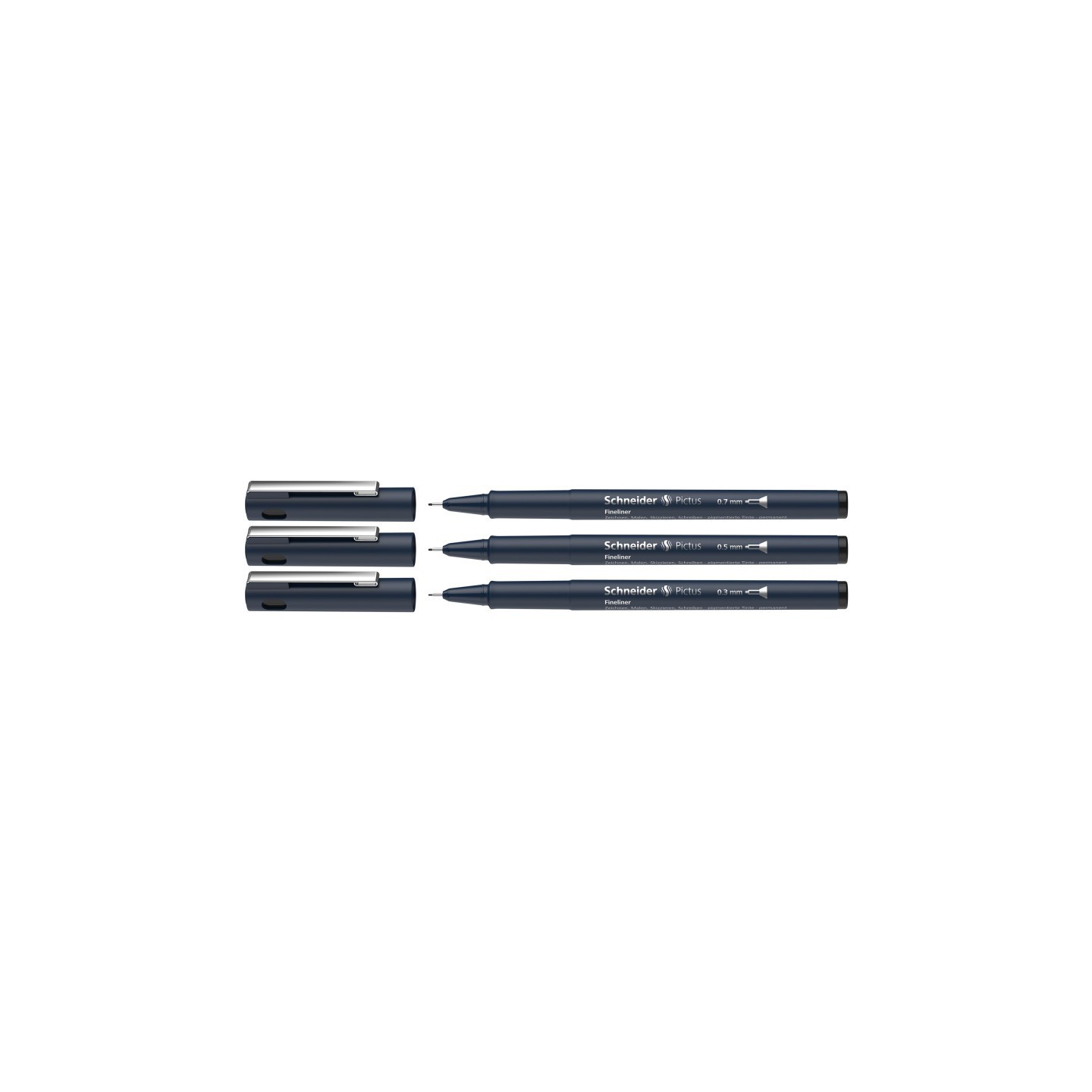 Schneider® Pictus Fineliners, Wallet, 3 Pieces, Black Ink, Assorted Sizes