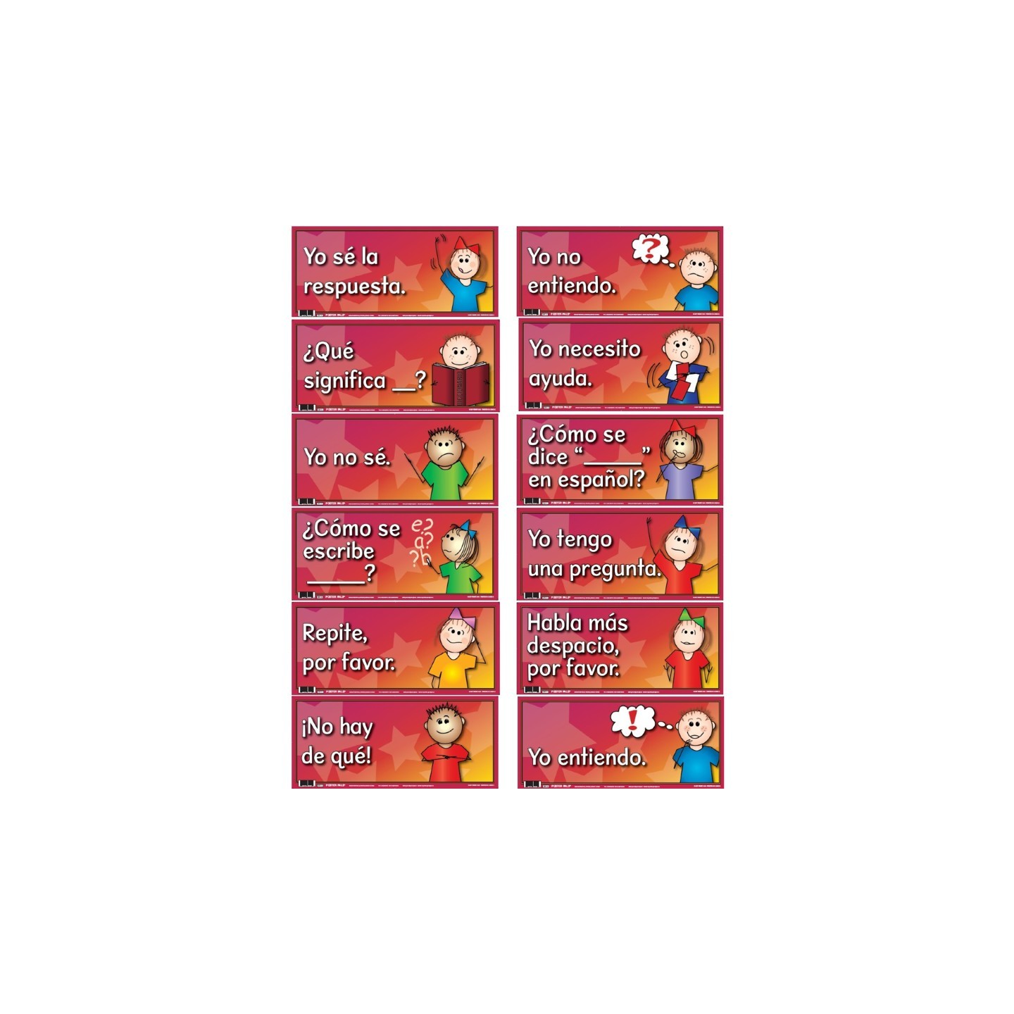 Poster Pals® Spanish Anchor Charts, 18" x 8", Set of 12