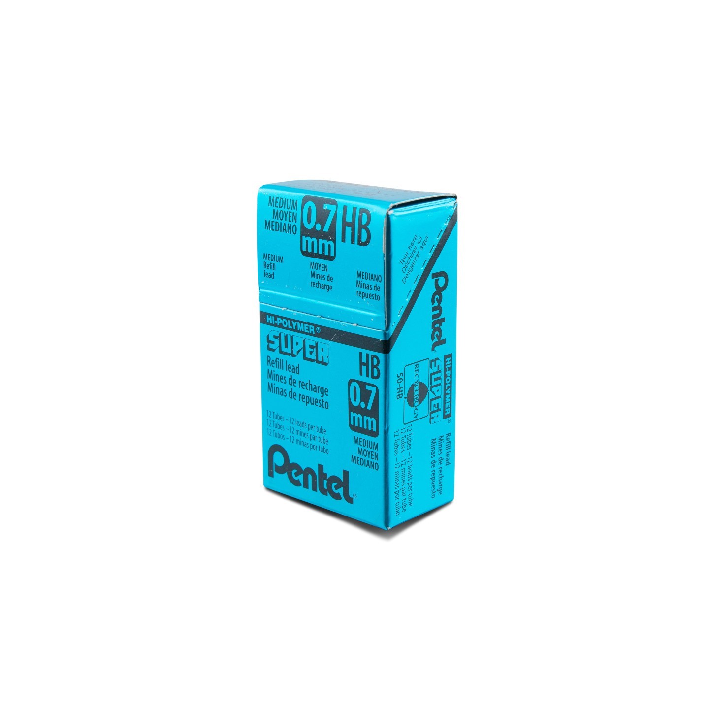 Pentel® Super Hi-Polymer Lead Refill (0.7mm) Medium, HB, 12 Pieces/Tube, 12 Tubes/Box