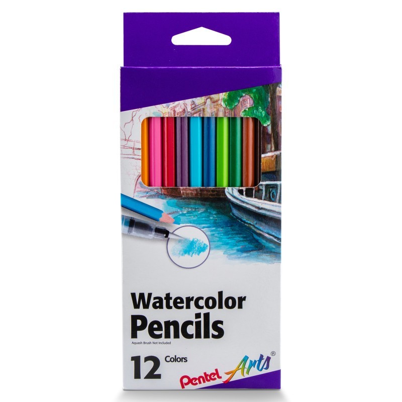 Pentel Arts Watercolor Pencil Set, Assorted Colors, 12-Pack
