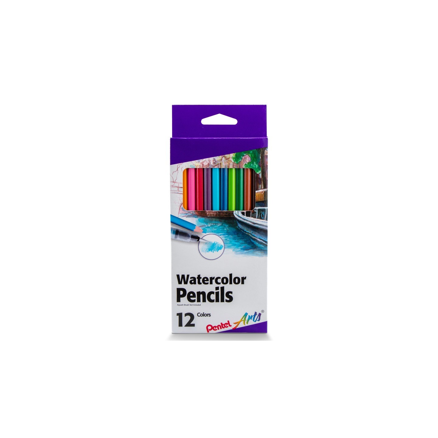 Pentel Arts Watercolor Pencil Set, Assorted Colors, 12-Pack