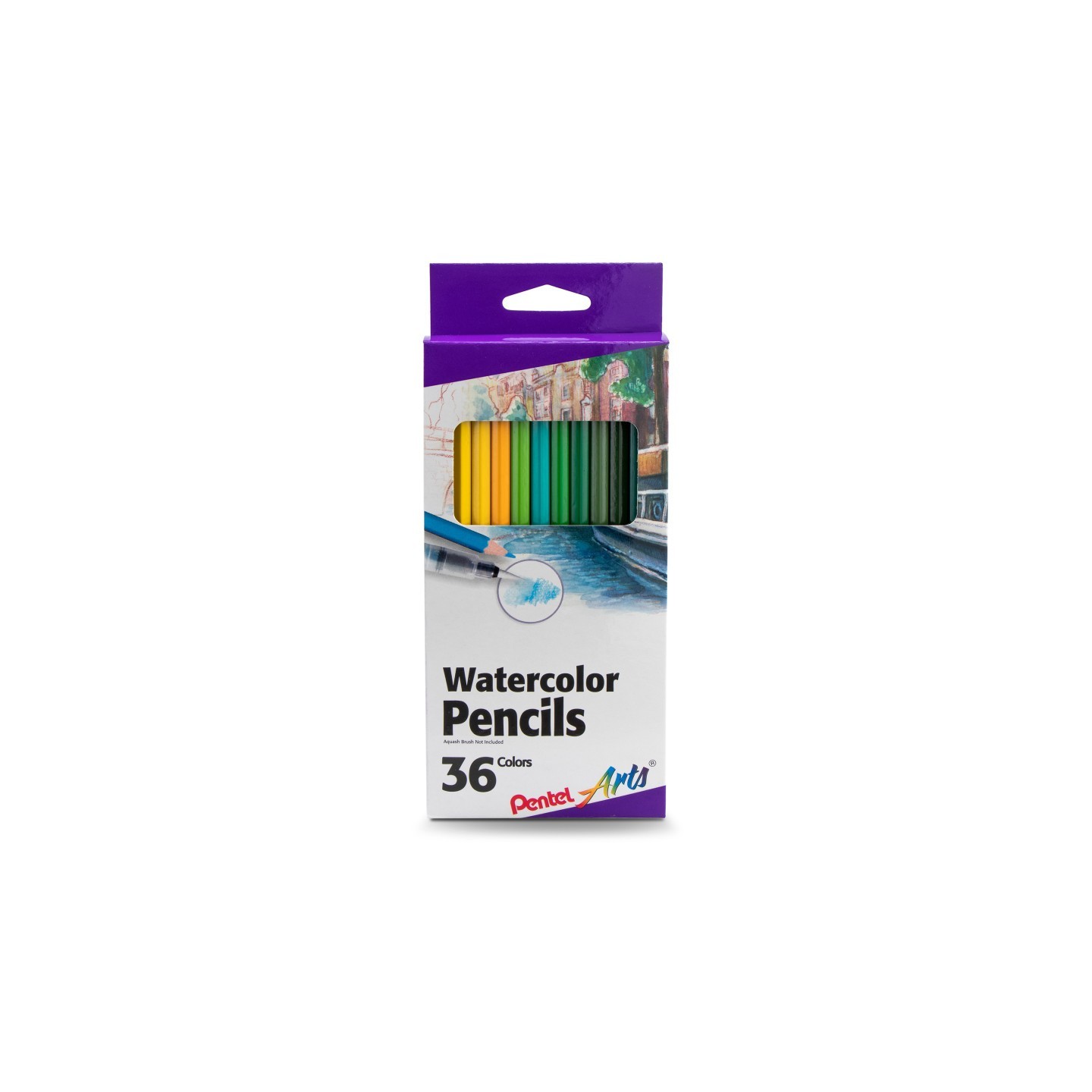 Pentel Arts Watercolor Pencil Set, Assorted Colors, 36-Pack