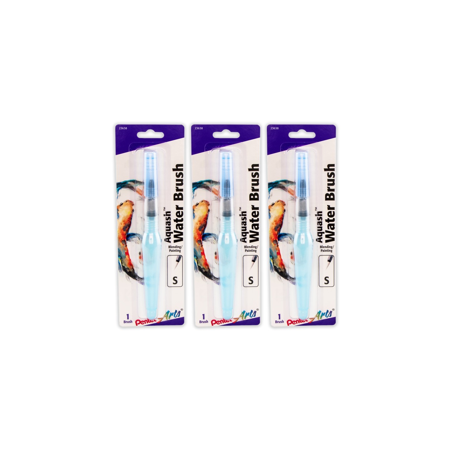 Pentel Arts Aquash Water Brush, Fine Point, Small, Peggable Carded, Pack of 3