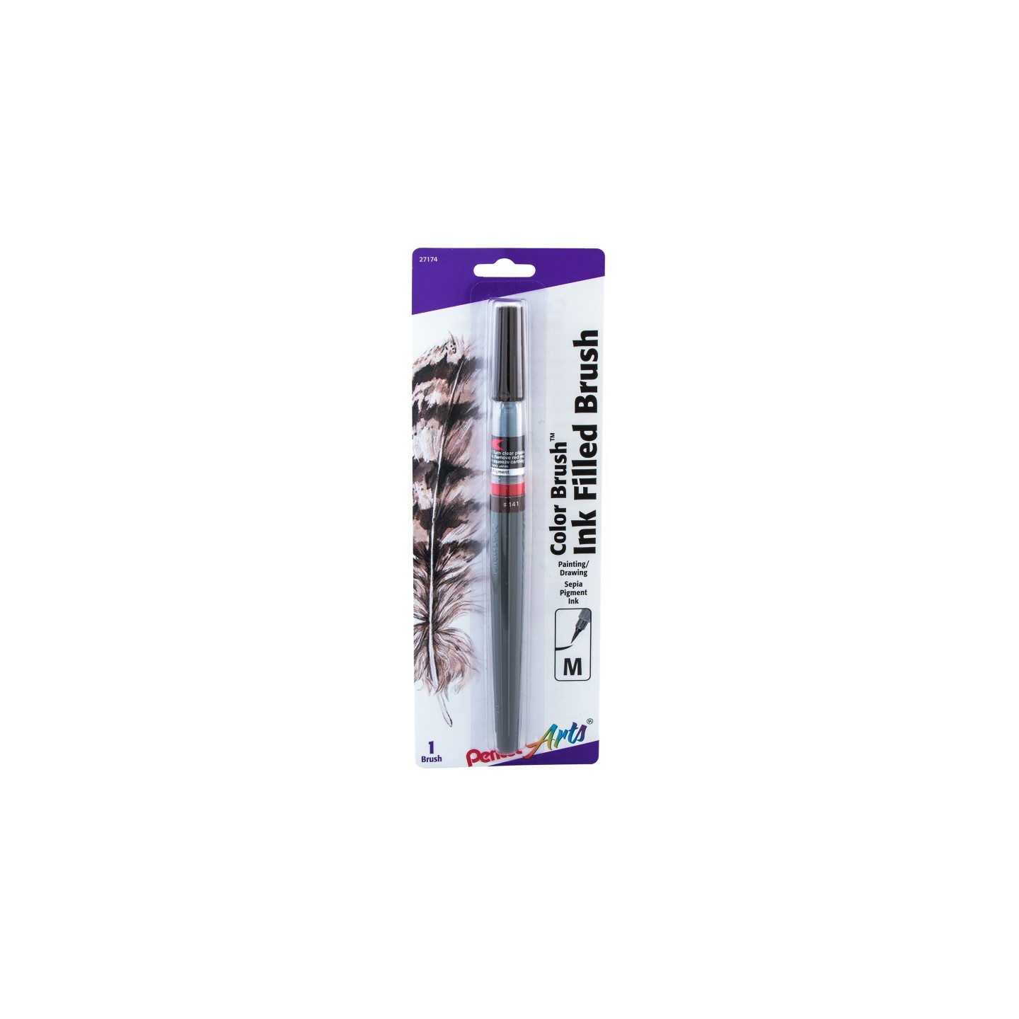 Pentel Arts Color Brush with Pigment Ink, Medium Tip,Sepia, 1-Pack