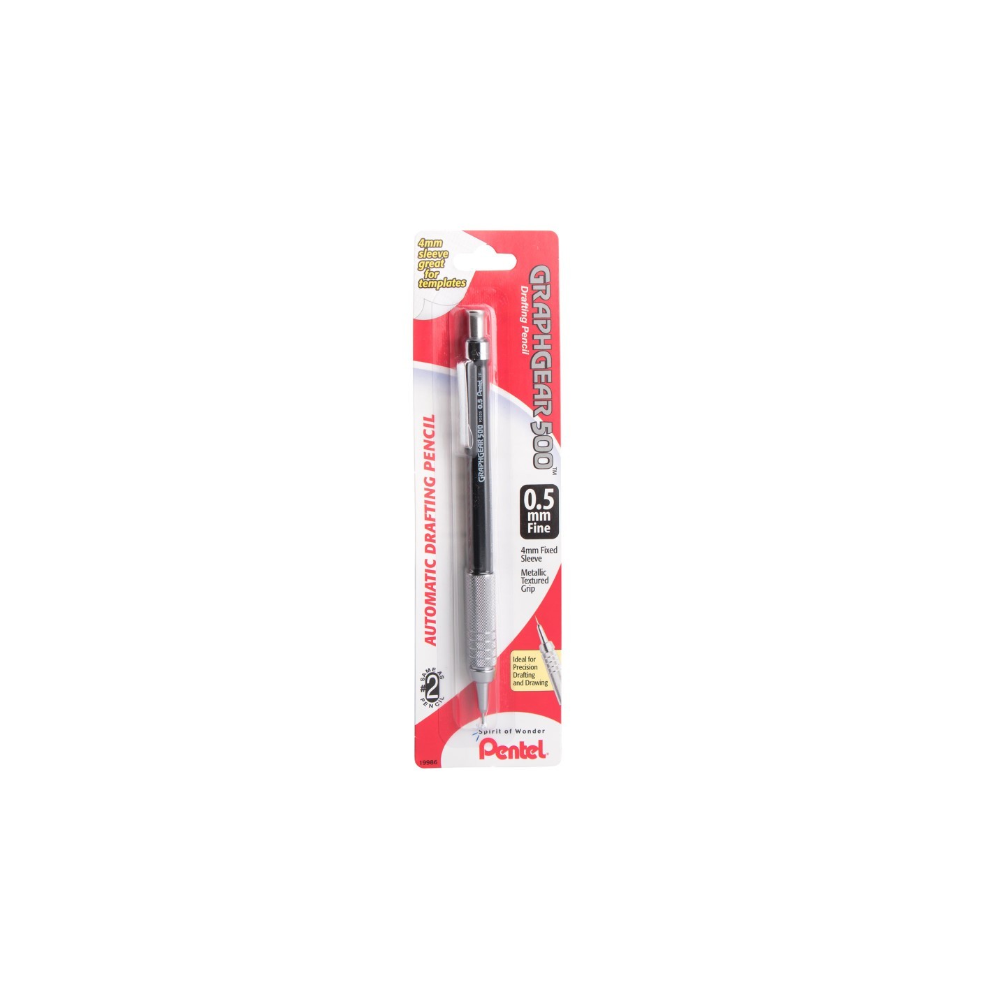 Pentel Arts GraphGear 500 Automatic Drafting Pencil (0.5mm), Black Barrel, 1 Count