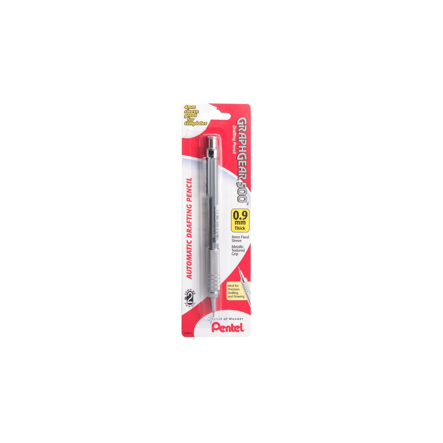 Pentel Arts GraphGear 500 Automatic Drafting Pencil (0.9mm), Gray Barrel, 1 Count