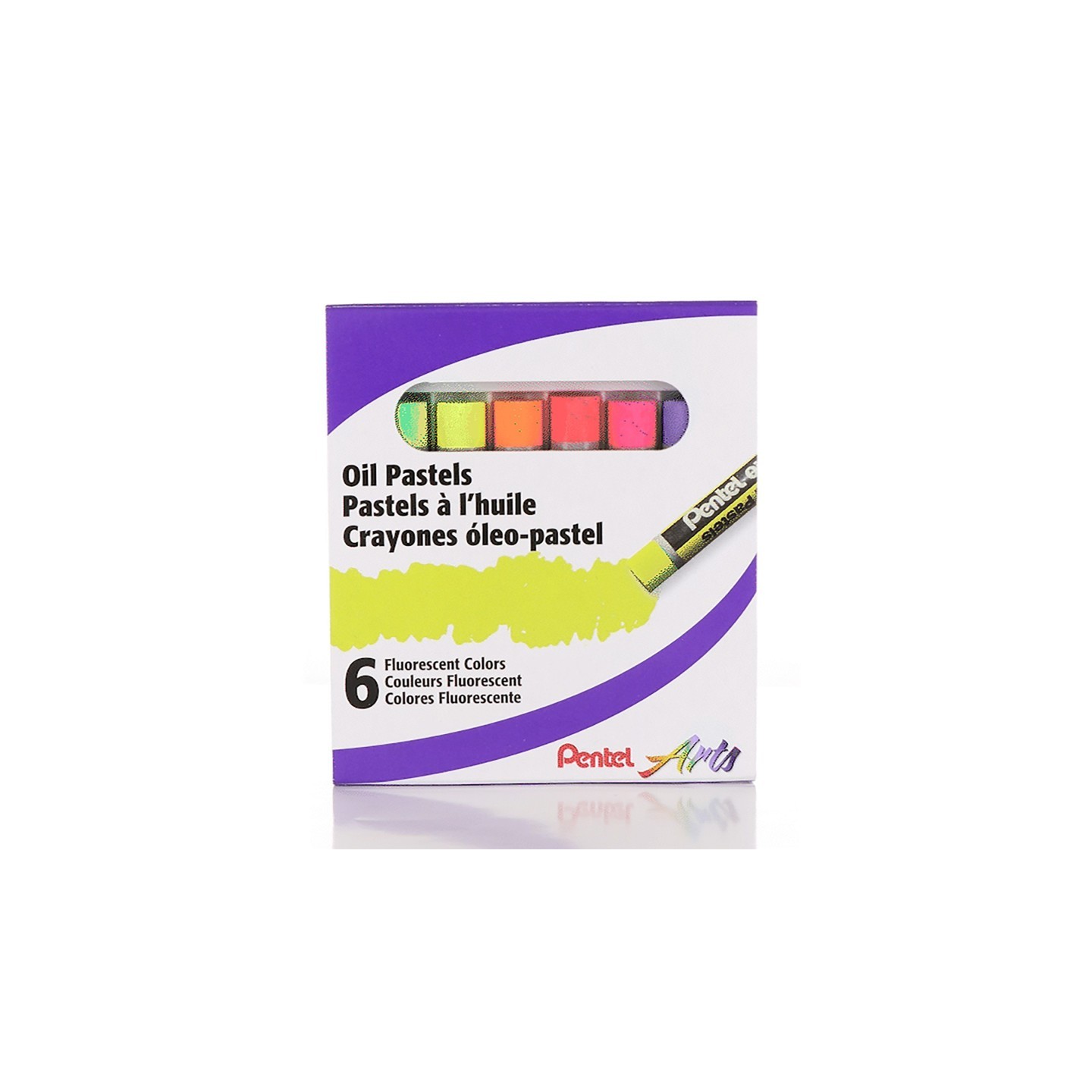 Pentel Arts Oil Pastels, Fluorescent, Pack of 6