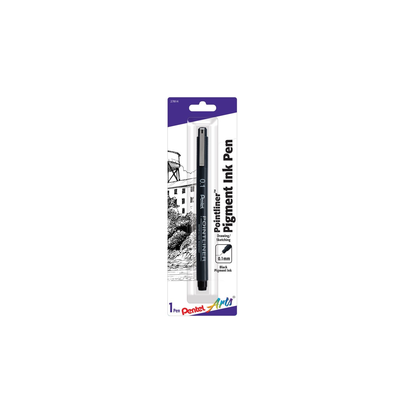 Pentel Arts Pointliner Pen, 0.1mm, Black Pigment Ink, 1-Pack
