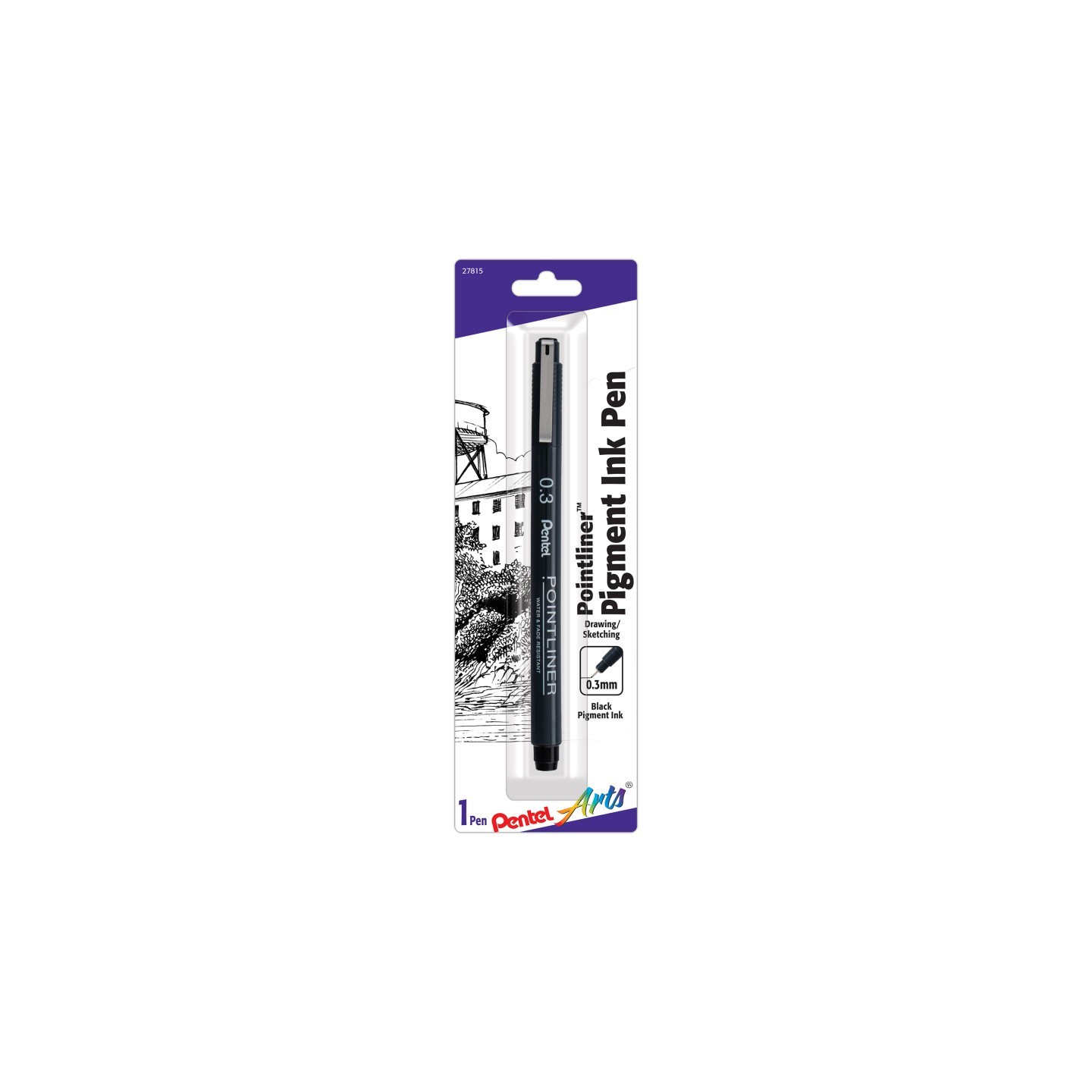 Pentel Arts Pointliner Pen, 0.3mm, Black Pigment Ink, 1-Pack