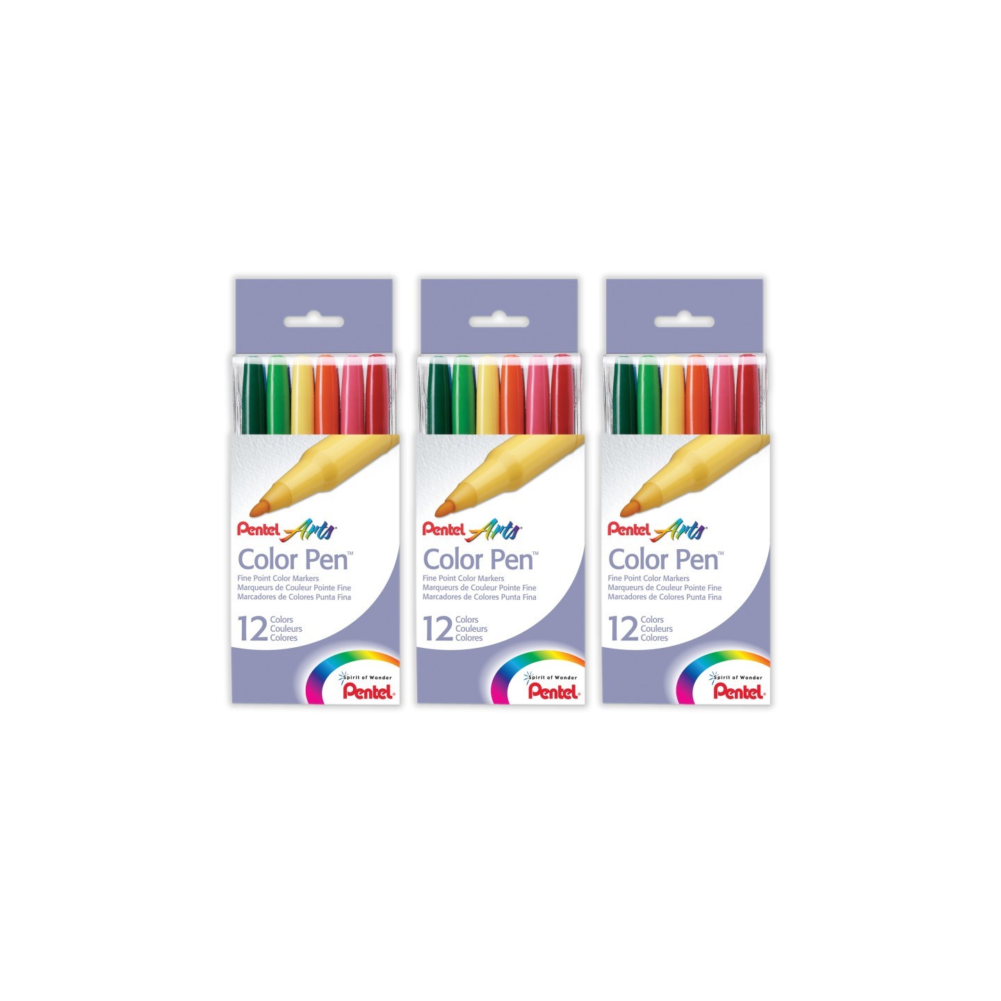 Pentel Arts Color Pen, 12 Colors Per Set, 3 Sets