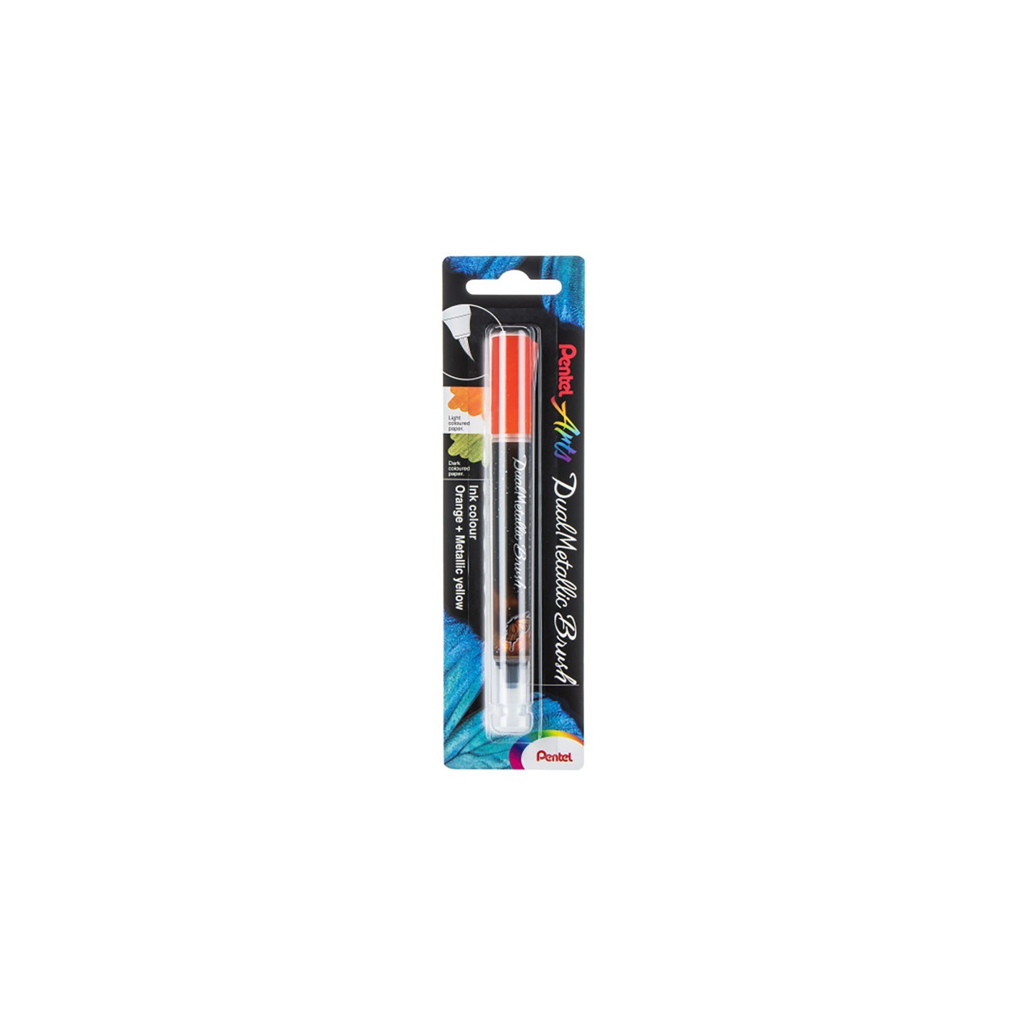 Pentel Arts DualMetallic Brush, Orange/Metallic Yellow Ink