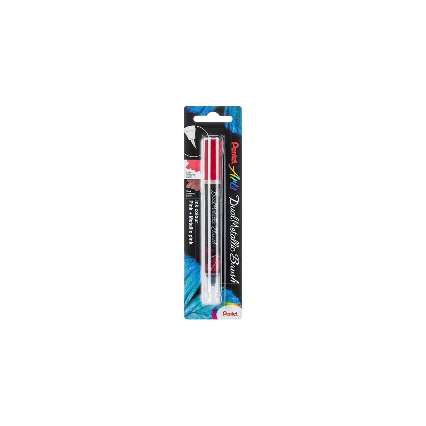 Pentel Arts DualMetallic Brush, Pink/Metallic Pink Ink