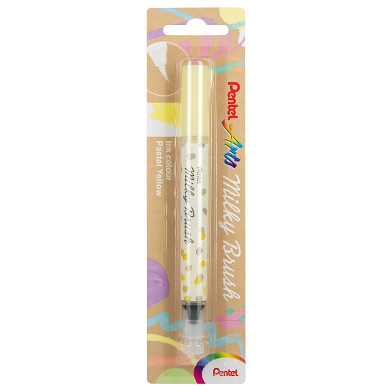 Pentel Arts Milky Brush Pen, Pastel Yellow Ink, 1-Pack