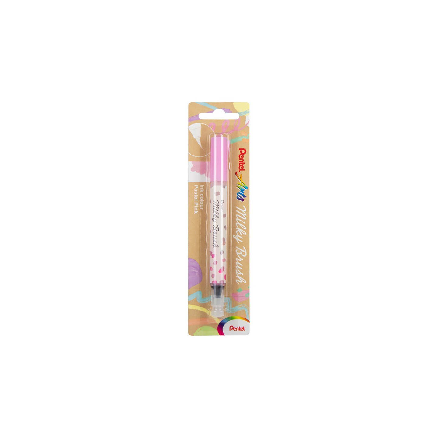 Pentel Arts Milky Brush Pen, Pastel Pink Ink, 1-Pack