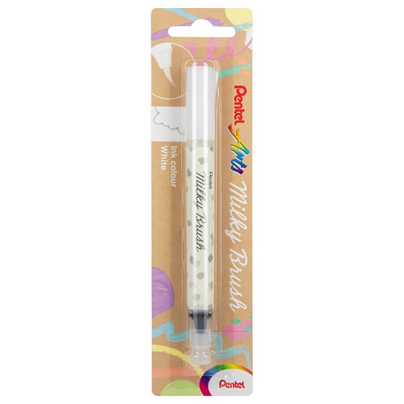 Pentel Arts Milky Brush Pen, White Ink, 1-Pack