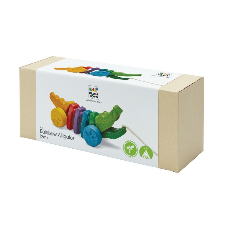 PlanToys Rainbow Dancing Alligator Wooden Pull Toy