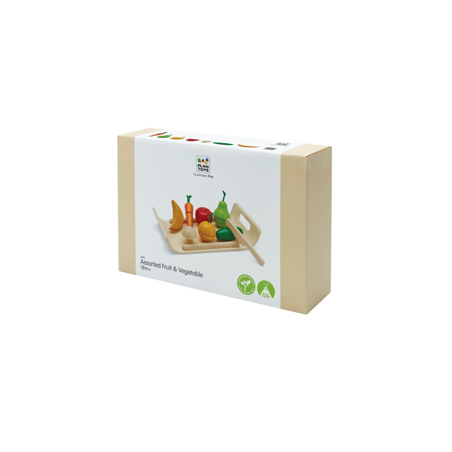 PlanToys Wooden Pretend Play Fruit and Vegetable Food Set