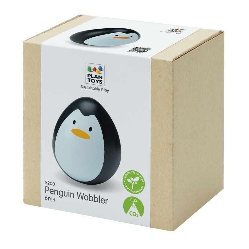 PlanToys Penguin Wobbler Wooden Bounce Back Toy