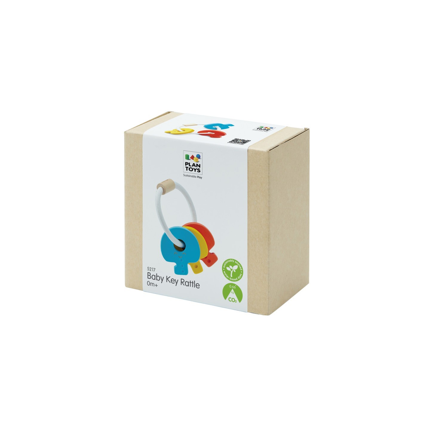 PlanToys Wooden Baby Key Rattle and Teether