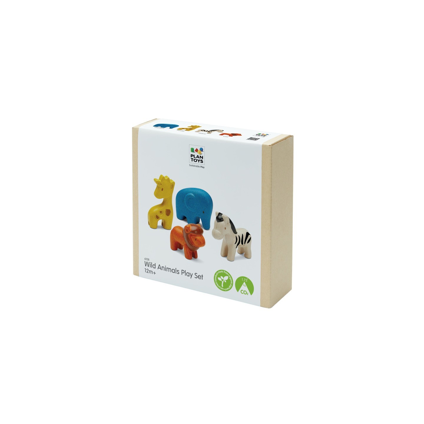 PlanToys Wooden Wild Animals Playset