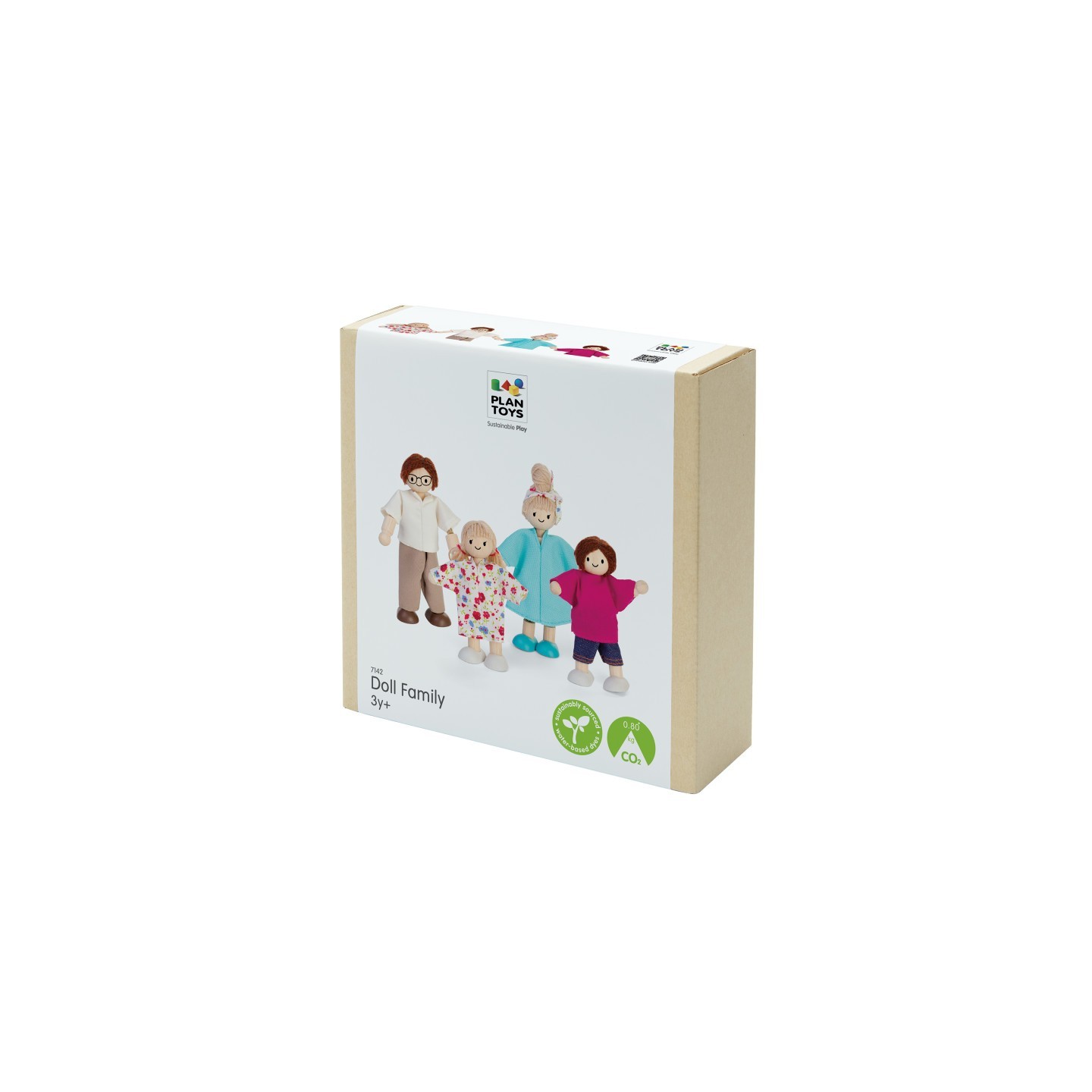 PlanToys Wooden Doll Family - Light Skin Tone & Brown Hair