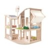 PlanToys Green Wooden Dollhouse With Furniture