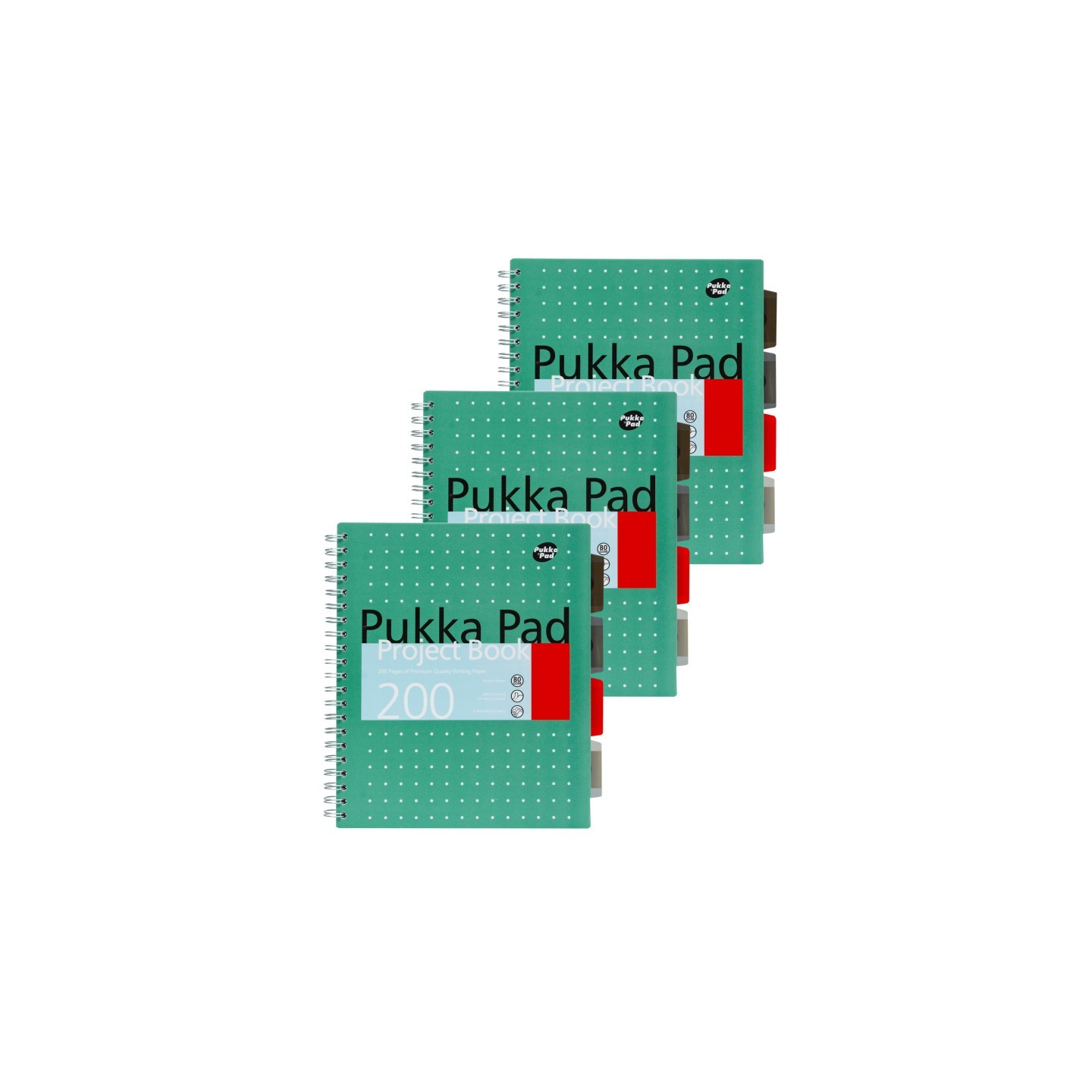 Pukka Pads Metallic Green Letter Sized Subject Divider Notebook - Pack 3