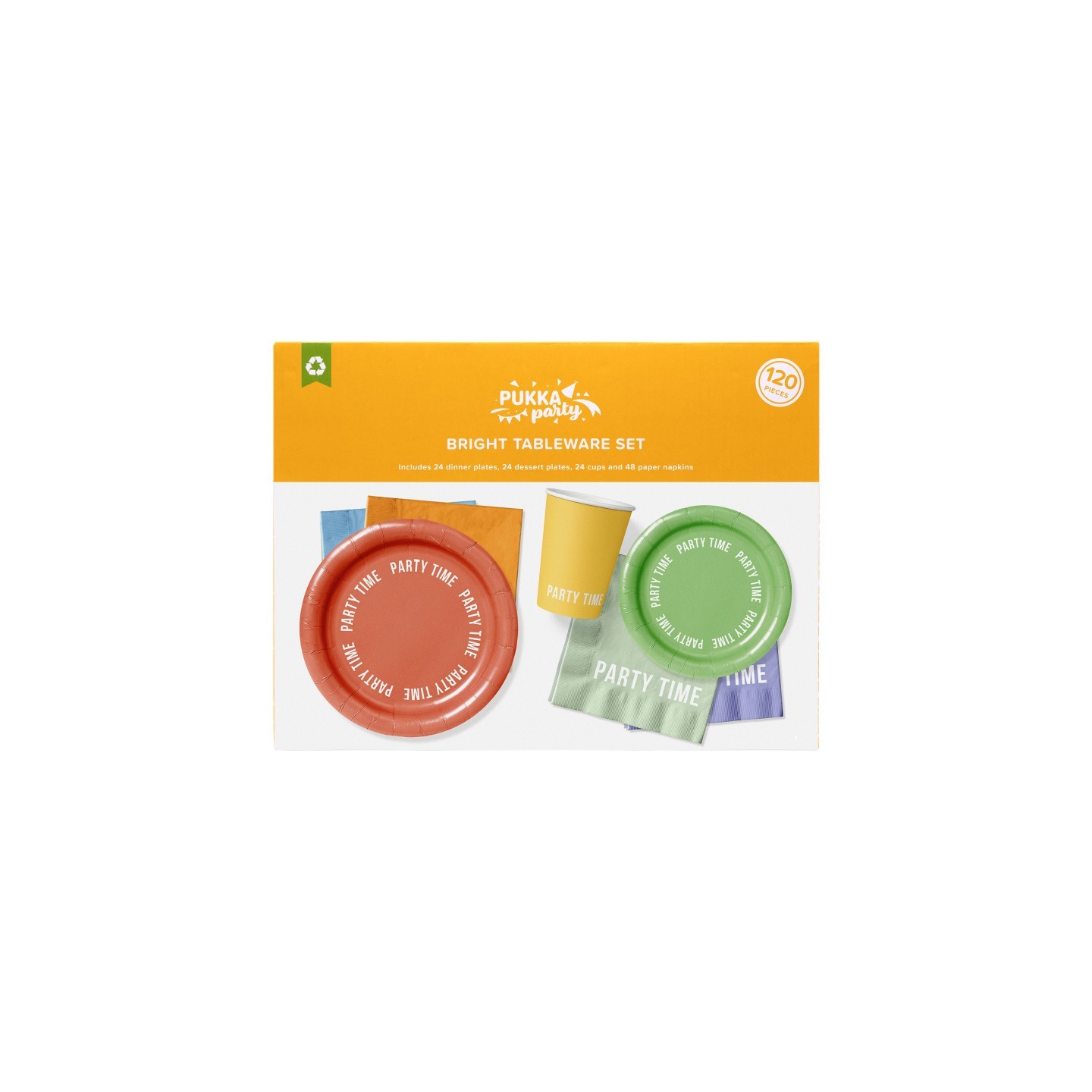 Pukka Party Bright Party Time Tableware Set, 116 Pieces