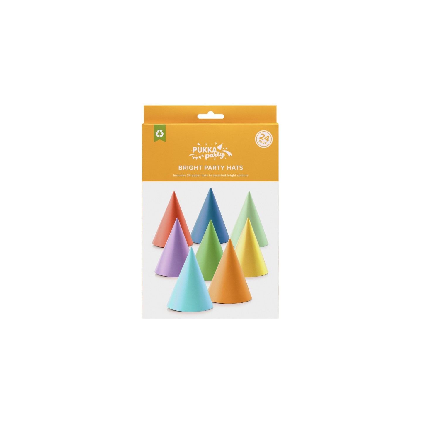 Pukka Party Bright Party Hats, 24 Pieces