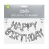 Pukka Party Happy Birthday Foil Balloon Garland, Silver