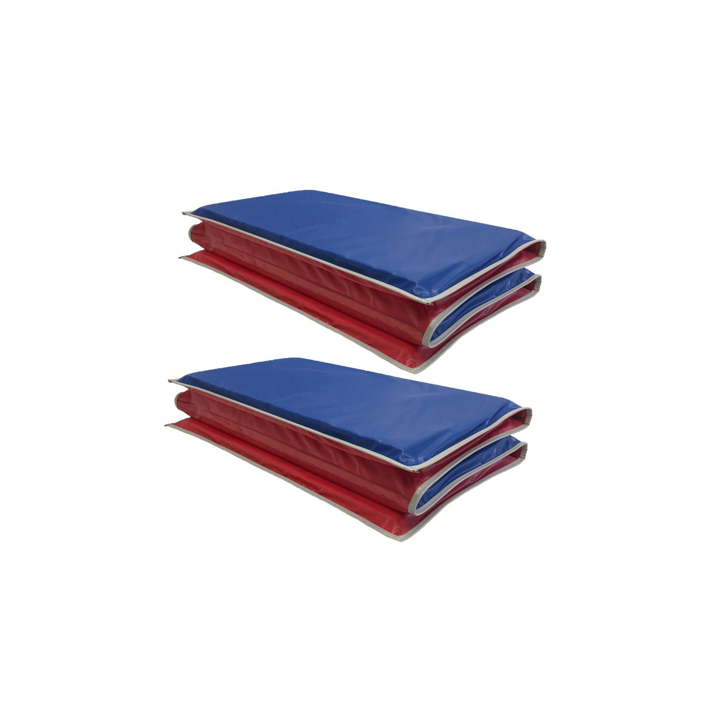 KinderMats® Basic Mat, 1in Thick, Red/Blue with Gray Binding, Pack of 2