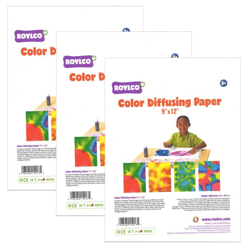 Roylco® Color Diffusing Paper, 9" x 12", 50 Sheets Per Pack, 3 Packs