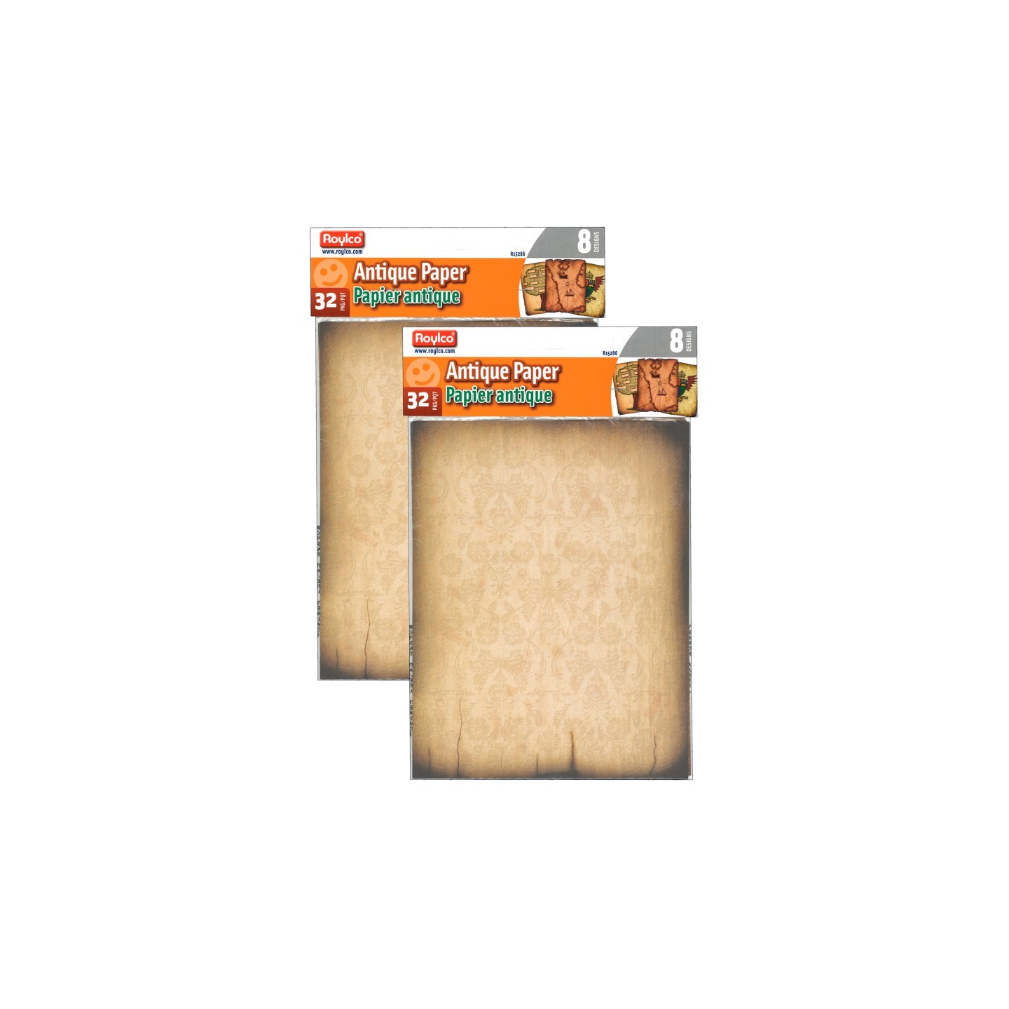 Roylco® Antique Paper, 8-1/2" x 11", 32 Sheets Per Pack, 2 Packs