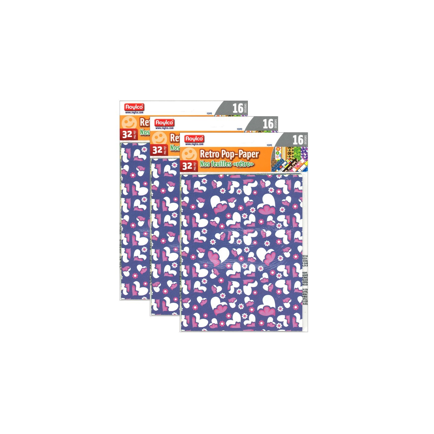 Roylco® Retro Pop-Paper, 8.5" x 11", 32 Sheets Per Pack, 3 Packs