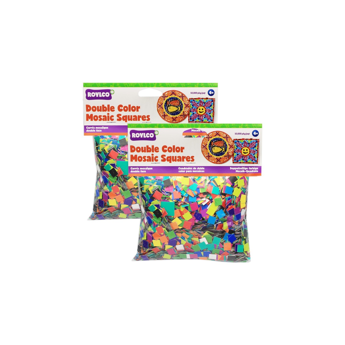 Roylco® Double Color Mosaic Squares, 3/8", 10,000 Per Pack, 2 Packs