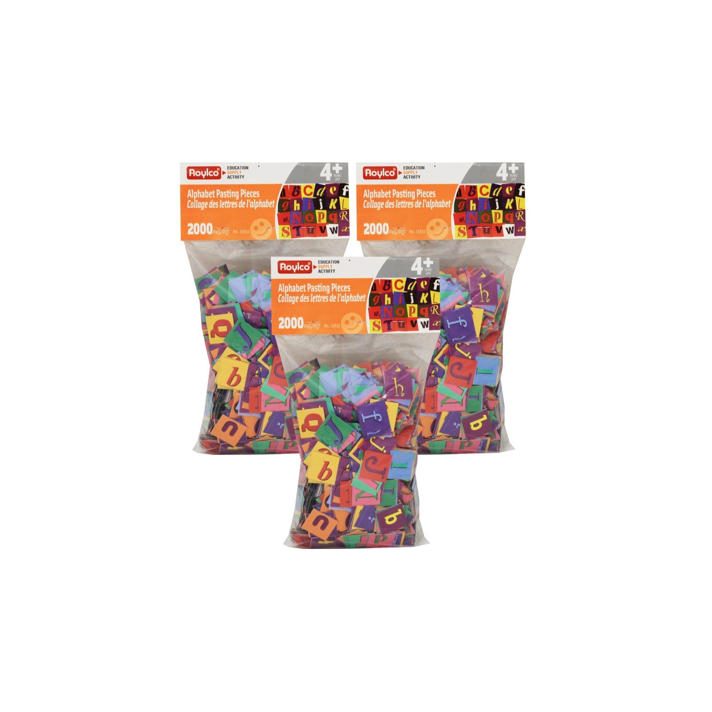 Roylco® Alphabet Pasting Pieces, 2000 Per Pack, 3 Packs