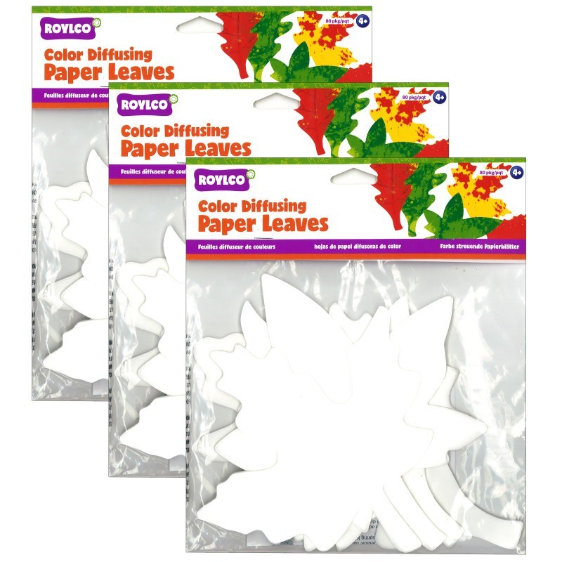 Roylco® Color Diffusing Paper Leaves, 80 Per Pack, 3 Packs