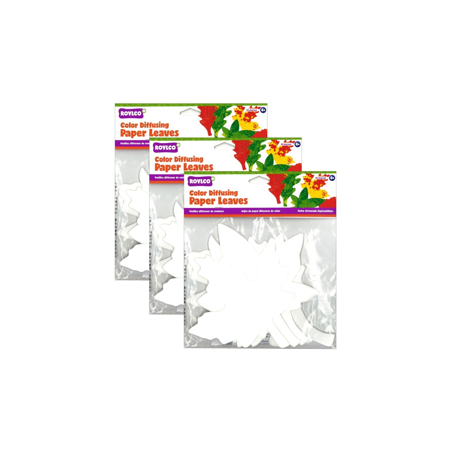 Roylco® Color Diffusing Paper Leaves, 80 Per Pack, 3 Packs