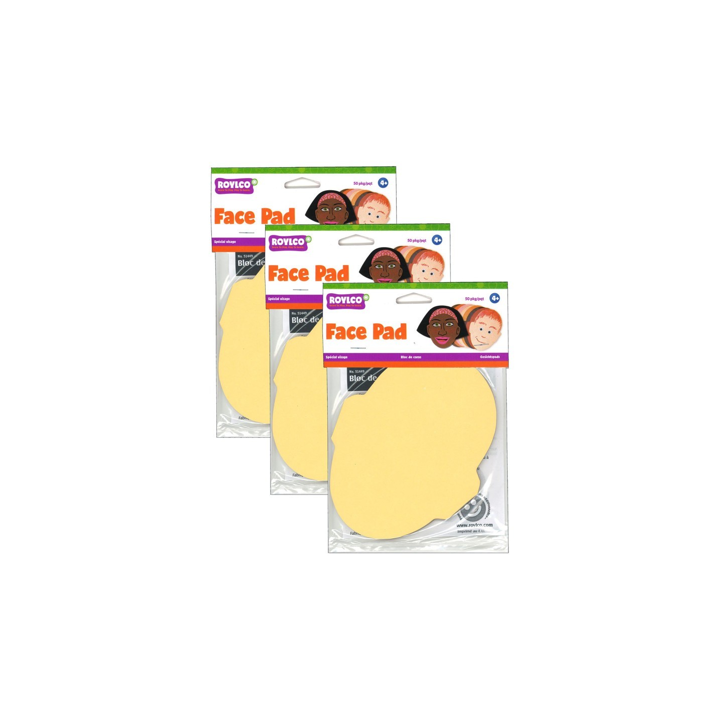 Roylco® Face Pad, 50 Sheets Per Pack, 3 Packs