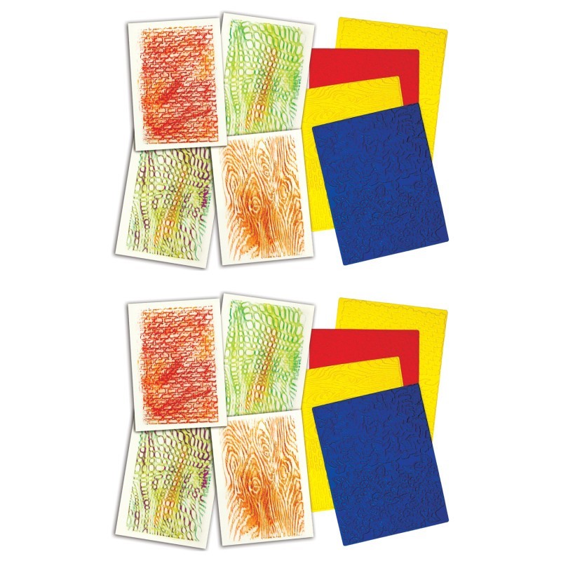 Roylco® Texture Rubbing Plates, 4 Per Pack, 2 Packs