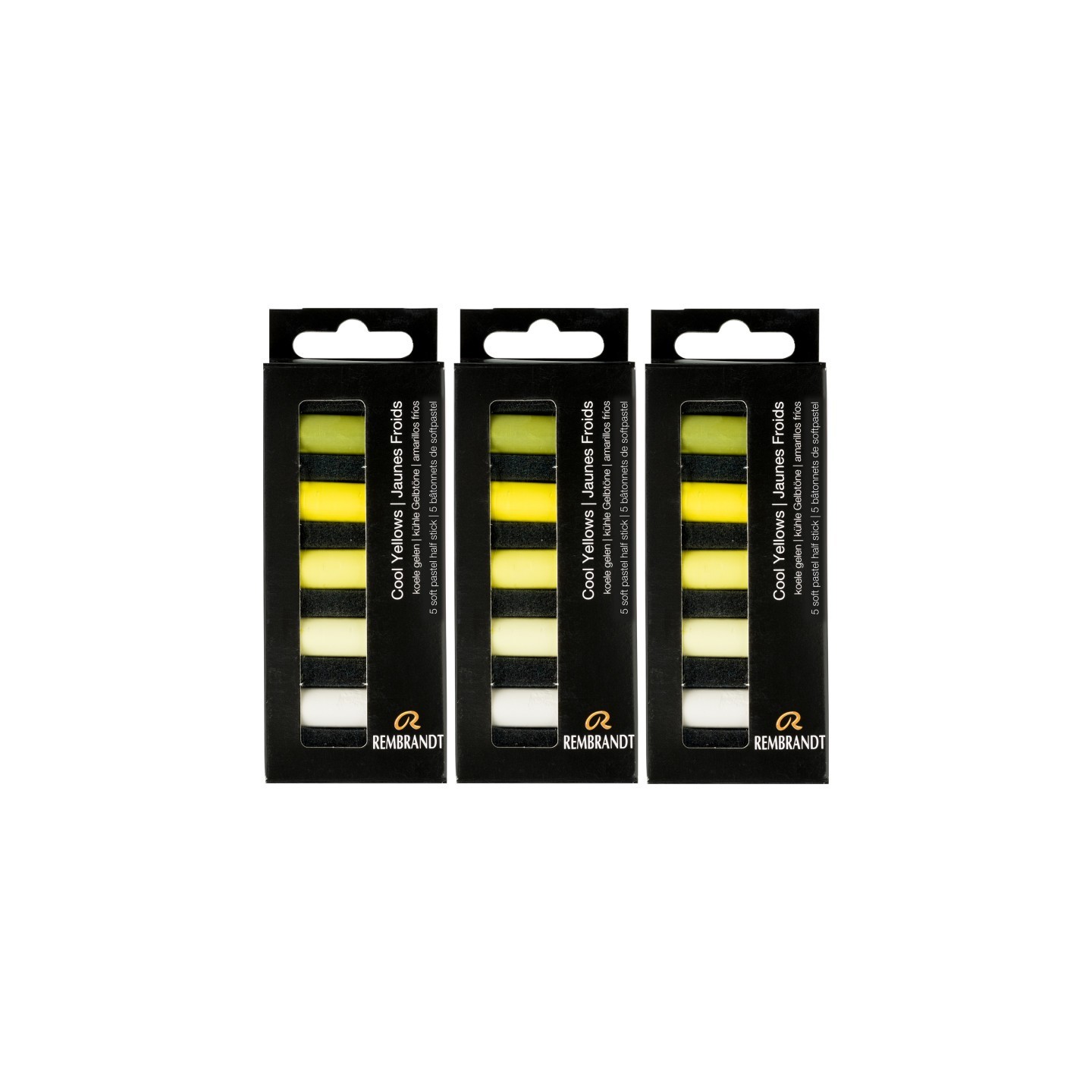 Rembrandt Soft Pastels Micro Sets, Cool Yellows Per Set, 5 Half Sticks, 3 Sets