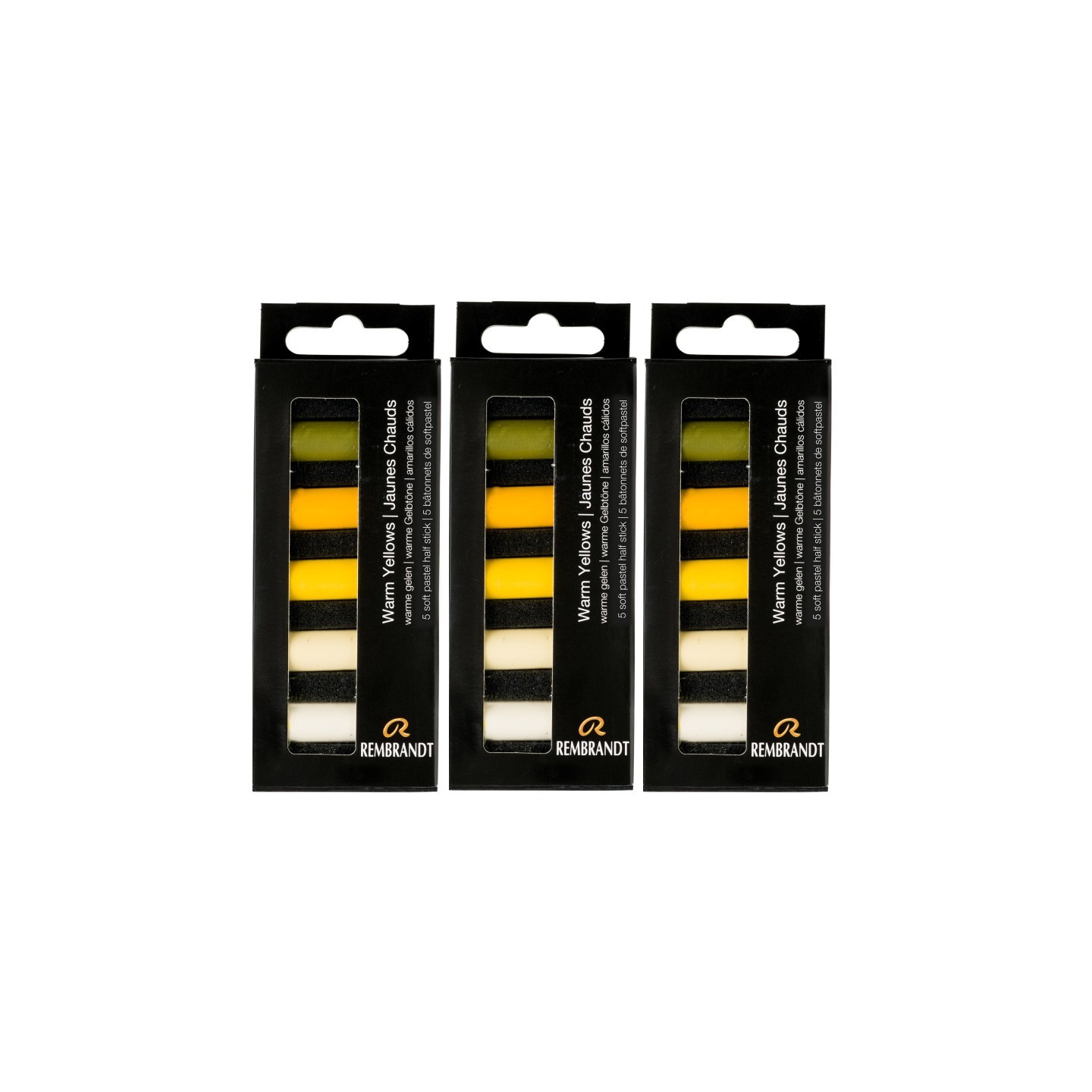 Rembrandt Soft Pastels Micro Sets, Warm Yellows Per Set, 5 Half Sticks, 3 Sets